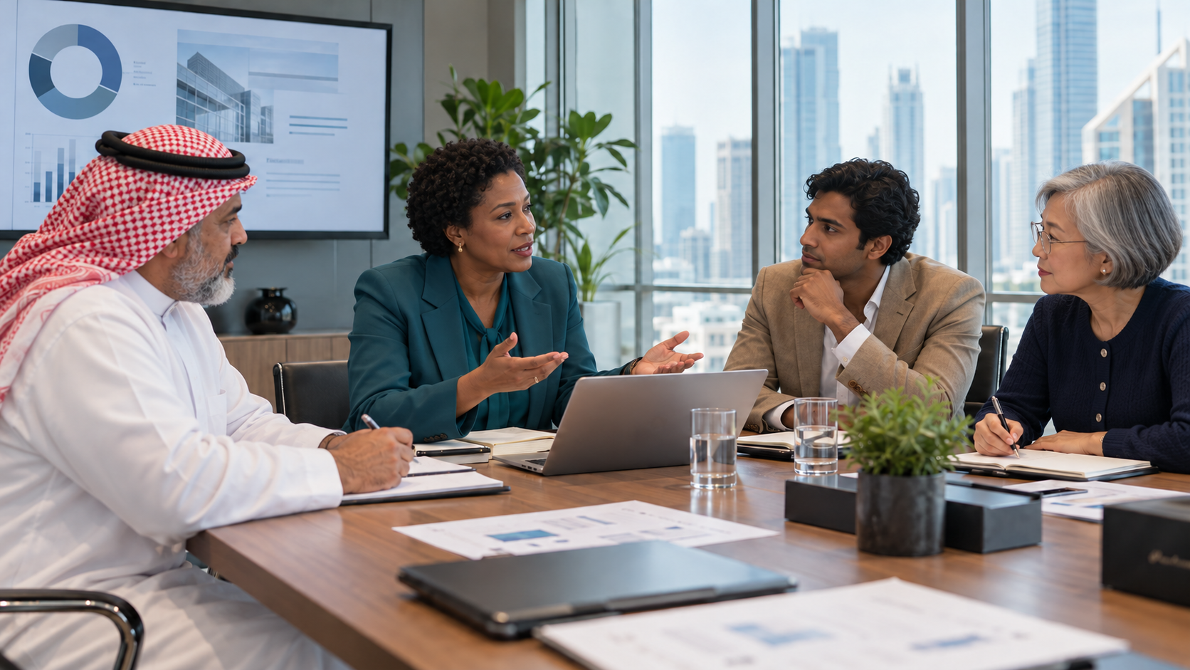 Business and technology leaders discussing priorities and governance